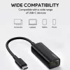 Adapter Ethernet Aukey CB-A30 USB‑C na Gigabit RJ45 10/100/1000 Mb/s, USB 3.0, aluminium, wskaźniki LED