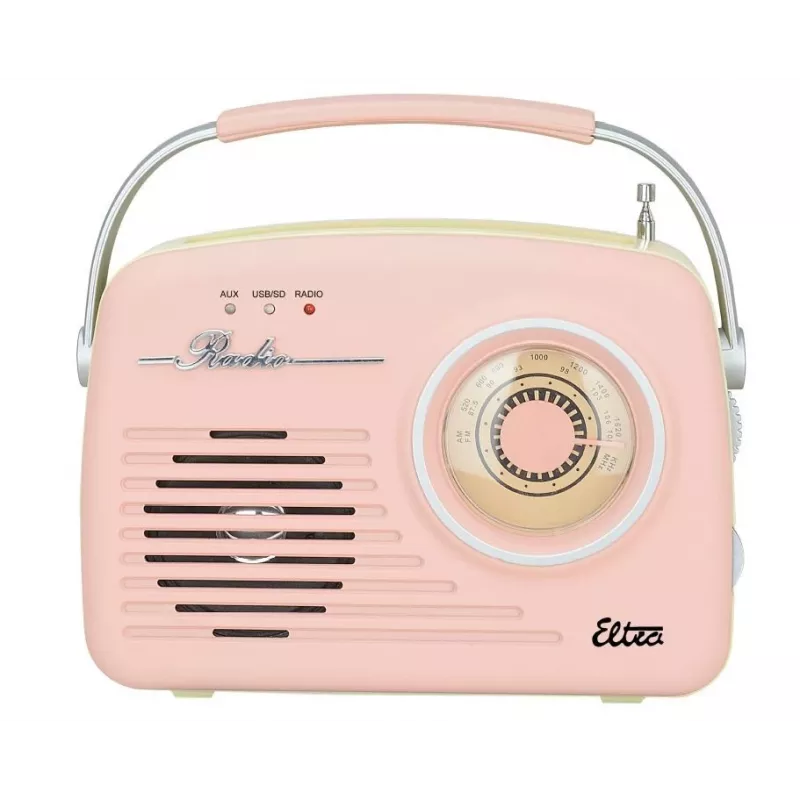 Retro radio stołowe Eltra LUIZA RETRO SP-11 z MP3, USB i kartą SD, różowe