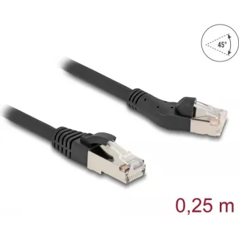 Kabel sieciowy DeLOCK RJ45 Cat.8.1 45° lewy kątowy 0,25 m czarny