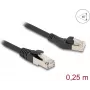 Kabel sieciowy DeLOCK RJ45 Cat.8.1 45° lewy kątowy 0,25 m czarny