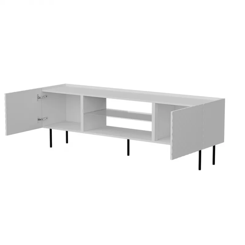 Szafka RTV cama meble LUCCA 180x40x59 cm — blat biały z płyty wiórowej, korpus biały
