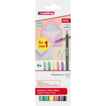 Cienkopisy Edding 1200 pastelowy zestaw, 6 sztuk, końcówka filcowa 0,3 mm