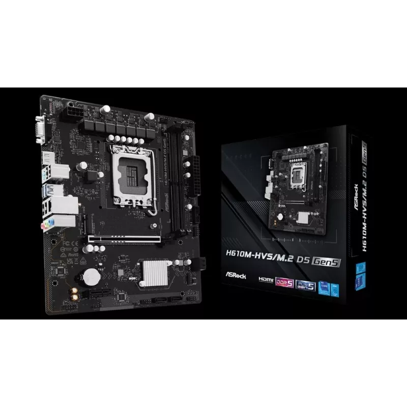 Płyta główna ASRock H610M-HVS/M.2 D5 GEN5 – LGA1700, DDR5, PCIe 5.0, mATX