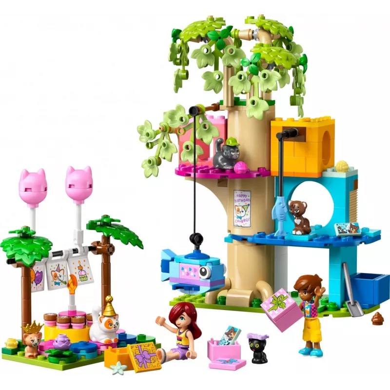 Zestaw konstrukcyjny LEGO Friends 42666 Domek na drzewie – kocie urodziny, 321 elementów, 6+, 180×160×100 mm