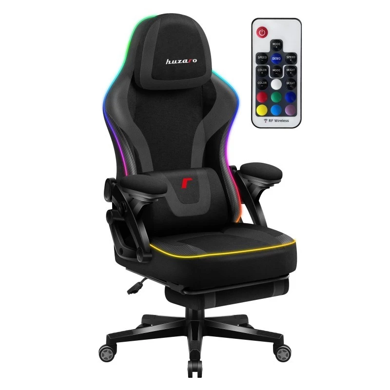 Fotel gamingowy huzaro HZ-FORCE 4.6 RGB Czarny Mesh — ergonomiczny, regulacja wysokości, podświetlenie RGB, tapicerka materiałowa, maks. 130 kg