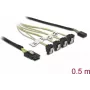 Kabel Mini SAS SFF-8087 na 4x SATA 7-pin, kątowy, 0,5 m, DeLOCK 85683
