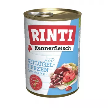 Mokra karma dla psów RINTI Kennerfleisch Heart Drób Adult 400 g, karma pełnoporcjowa, 11% białka, 8% tłuszczu