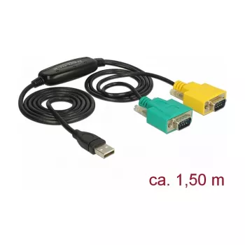 Kabel szeregowy DeLOCK 63466 USB-A DB-9 1,5 m czarny zielony żółty