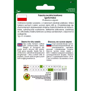 Saszetka nasion Seklos LT PNOS — nasiona fasoli suchej 'Igłomska', 50 g