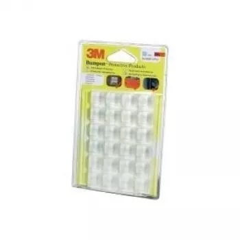 Samoprzylepne kwadratowe nóżki sprzętowe 3M SJ 5323 MPCB, przezroczyste, śr. 20,6 mm × wys. 7,6 mm, opakowanie 24 szt.