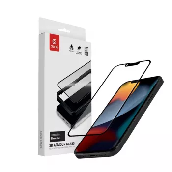 Hartowane szkło ochronne Crong do iPhone’a 16e / 14 / 13 / 13 Pro — pełne pokrycie 3D