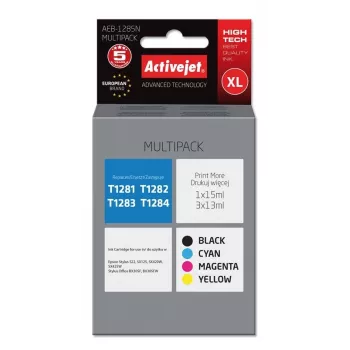Activejet AEB-1285N Tusz (zamiennik Epson T1281, T1282, T1283, T1284; Supreme; 1 x 15 ml, 3 x 13 ml; czarny, magenta, cyjan, żółty)