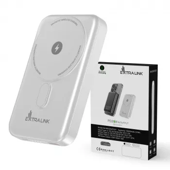 Extralink MagSafe 10000mAh Power Bank Biały, 38,5Wh PD20W+15W USB-C USB-A