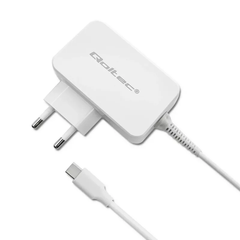 Zasilacz QOLTEC 51039 65W AC-to-DC 220–240V 20.3V/3.25A Type C biały, kabel 1.7 m
