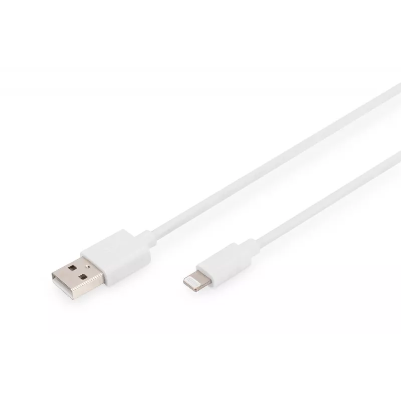 DIGITUS - Kabel Lightning - Lightning (M) do USB (M) - 1,0 m - Podwójna izolacja - Biały - Formowany - do Apple iPad/iPhone/iPod (Lightning) (DB-600106-010-W)