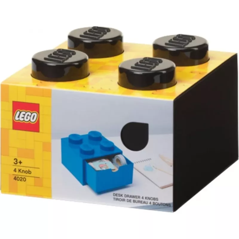 LEGO szuflada biurkowa 4, pudełko do przechowywania czarne, wypustki