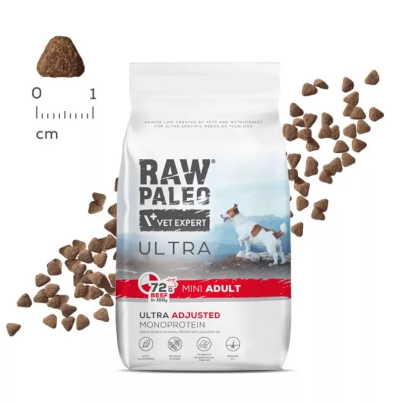 VET EXPERT RAW PALEO Ultra Mini Adult Beef - sucha karma dla psów - 8 kg