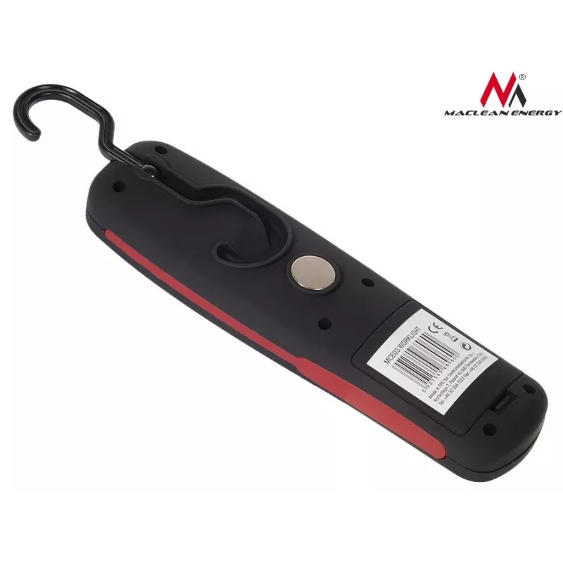 Lampa warsztatowa MACLEAN MCE03 — 24 LED, podstawa magnetyczna i haczyk, zasilana bateriami (3×AAA)