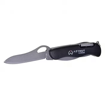 Scyzoryk AZYMUT HK20018 — pełnowymiarowy multitool, 9 narzędzi, stal nierdzewna 420J2/3CR13, złożony 11 cm, 146 g, skórzany futerał, brelok