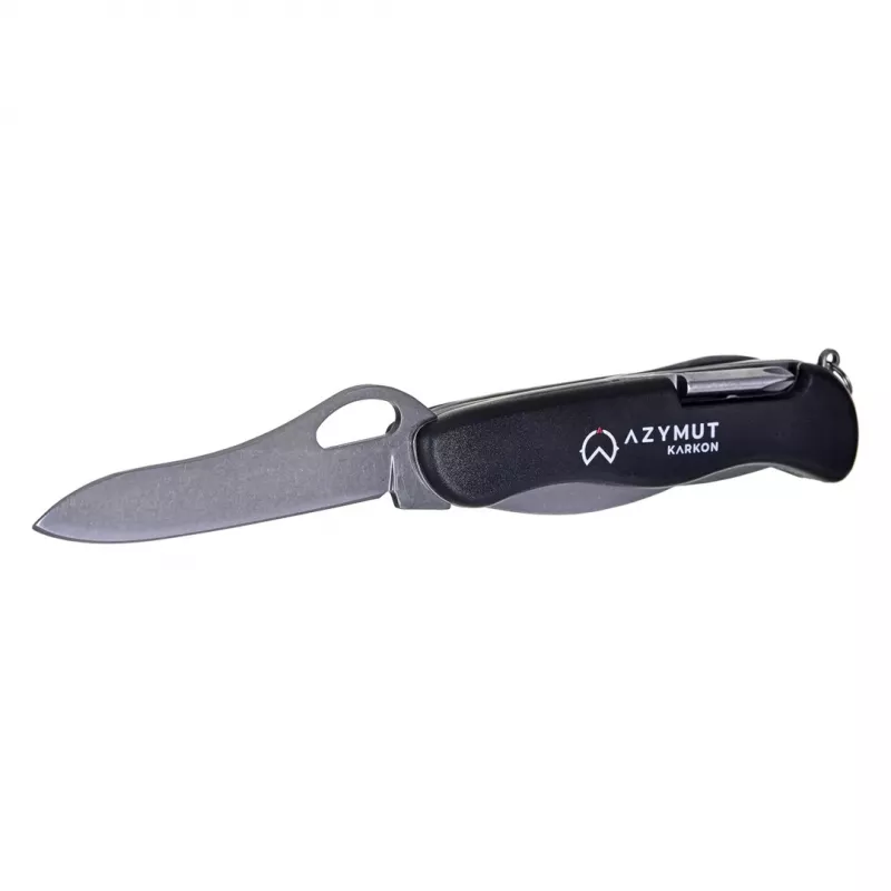 Scyzoryk AZYMUT HK20018 — pełnowymiarowy multitool, 9 narzędzi, stal nierdzewna 420J2/3CR13, złożony 11 cm, 146 g, skórzany futerał, brelok