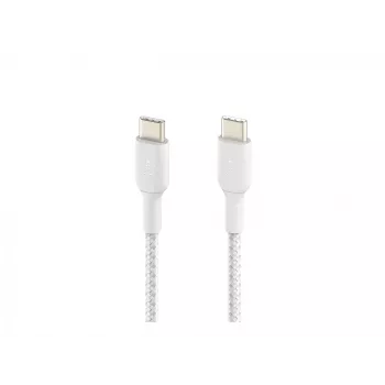 Kabel pleciony USB-C na USB-C 1m Biały
