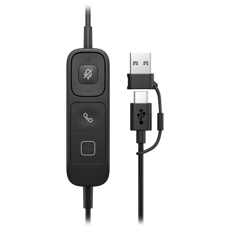 Przewodowy, monofoniczny zestaw słuchawkowy Poly Mission 615 USB — waga 117,5 g