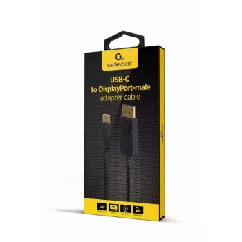 USB adapter graficzny Gembird A-CM-DPM-01 z USB-C, obsługa do 3840×2160, USB 2.0 / 3.2 Gen 2, czarny, kabel 2 m