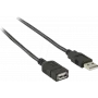 Kabel USB Nedis | USB 2.0 | Wtyk USB-A | Gniazdo USB-A - 480 Mbps | niklowany | 2,00 m | Okrągły | PVC | Czarny | Pudełko