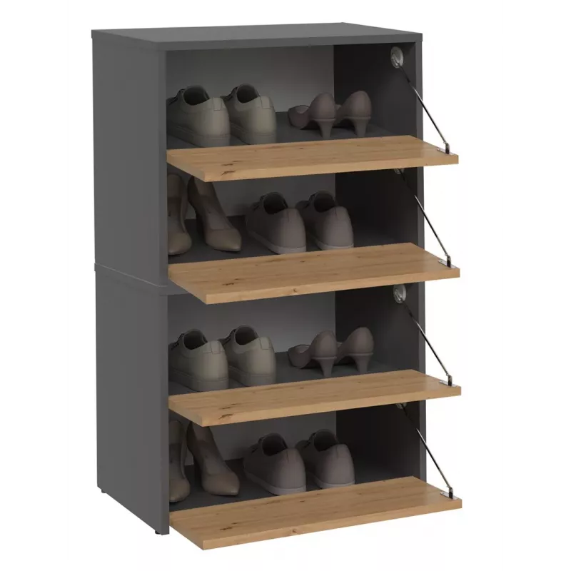 Zamknięty organizer na buty Top e Shop MODO X2 ANT/ART — Antracyt i Dąb, 600×880×360 mm, płyta wiórowa