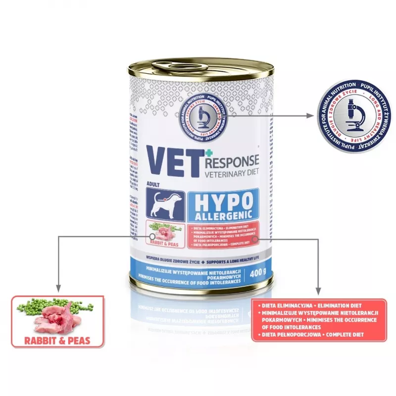 VET RESPONSE Hypoallergenic Rabbit - mokra karma dla psów - 400g