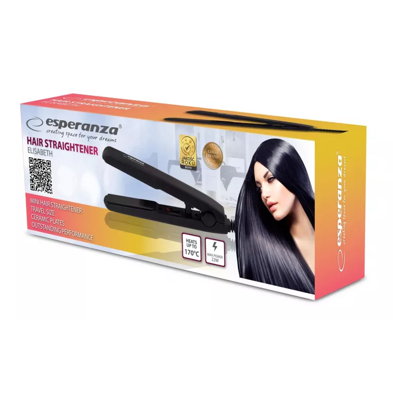 Prostownica do włosów Esperanza EBP008 mini 16 cm, 22 W, podróżne żelazko