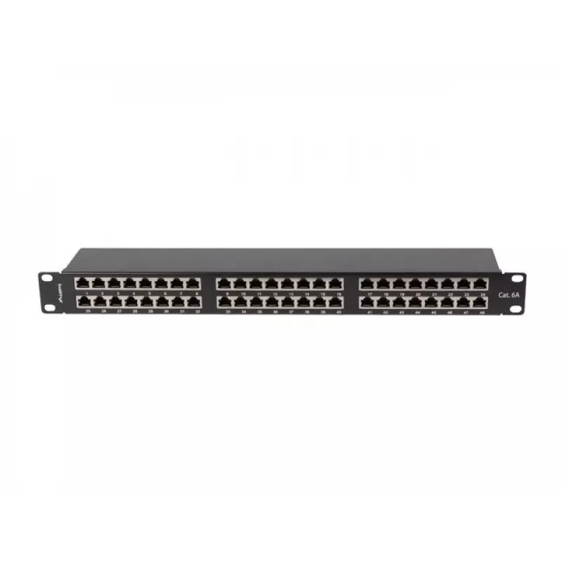 PATCH PANEL 48 PORT 1U 19 CAT6A FTP EKRANOWANY CZARNY LANBERG