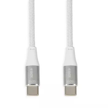 Kabel USB-C do USB-C IBOX IKUTC1W 1 m, USB 2.0, 3 A, biały, oplot tekstylny