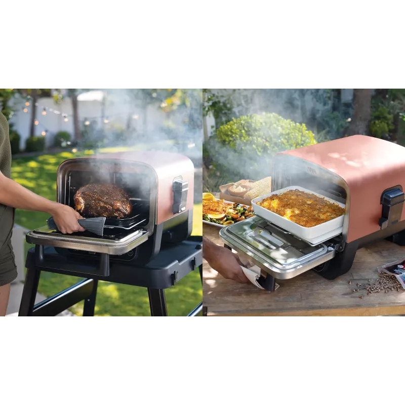 Ninja OO101EU grill ogrodowy/barbecue elektryczny + węglowy czarny, czerwony, srebrny 2400 W