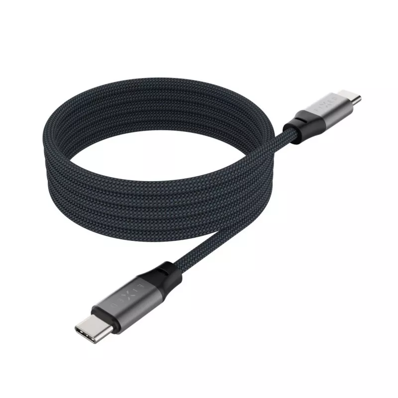 Kabel USB-C na USB-C magnetyczny pleciony FIXED FIXDBM-CC12-GR, USB 2.0, 1,2 m, szary