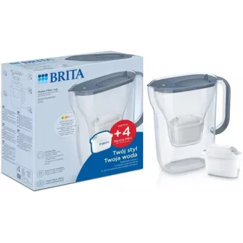 Dzbanek filtrujący wodę BRITA Style Essential grafitowy z 4 filtrami MAXTRA Pro, zbiornik 2,4 L, pojemność filtrowana 1,4 L