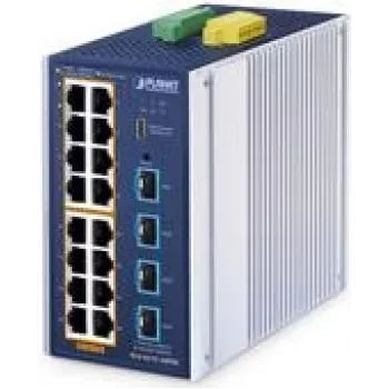 Przełącznik Ethernetowy zarządzalny PLANET przemysłowy L2+ 16-portowy 10/100/1000T PoE 4-portowy 10G SFP+