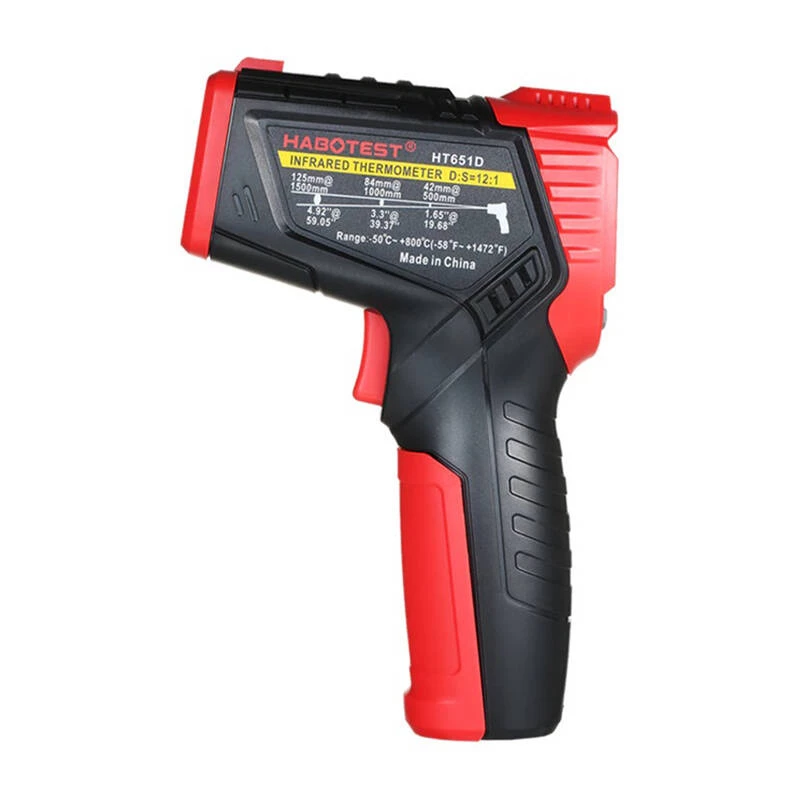 Cyfrowy pirometr laserowy Habotest HT651D — bezdotykowy miernik temperatury na podczerwień