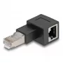 DeLOCK Adapter wtyk RJ45 na gniazdo RJ45 kat.6A 90° lewoskrętny Czarny