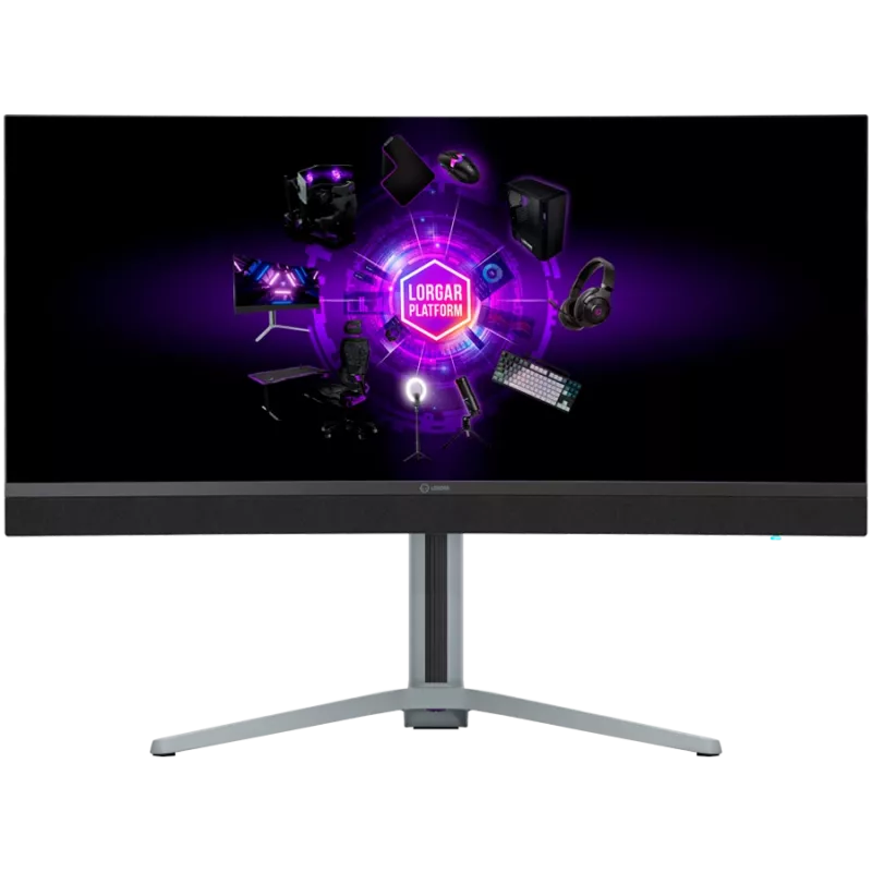 LORGAR 34MP1, UWQHD MiniLED Gaming Monitor Pro, 34'' (3440*1440) VA zakrzywiony monitor, czarny/mlecznoszary