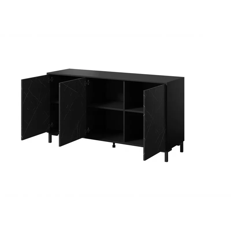 MARMO 3D komoda 150x45x80.5 cm matowy czarny/marble czarny