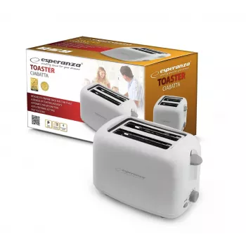 Esperanza EKT002 Ciabatta toster, 2 otwory, 600 W, biały