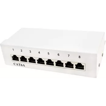 LogiLink Panel krosowy Desktop - Panel krosowy - do montażu na ścianie - RJ-45 x 8 - Jasnoszary, RAL 7035