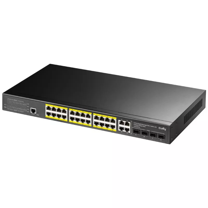 Przełącznik zarządzalny Cudy GS2028PS4 L2 Gigabit Ethernet 24 porty PoE 1U Czarny