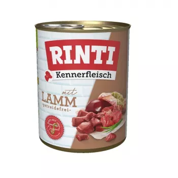 Mokra karma dla psa RINTI Lamb Adult 800 g — karma pełnoporcjowa, 77% wilgotności, 11% białka, bezzbożowa i bez soi