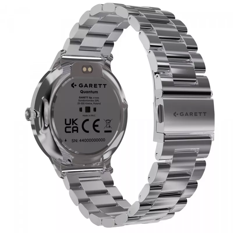 Smartwatch Garett Quantum — srebrny ze stali nierdzewnej