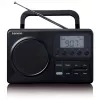 Przenośne radio Lenco MPR-035BK — FM/AM, zasilanie sieciowe i bateryjne, 2,5-calowy wyświetlacz LCD, 20 stacji FM w pamięci, wyjście 3,5 mm
