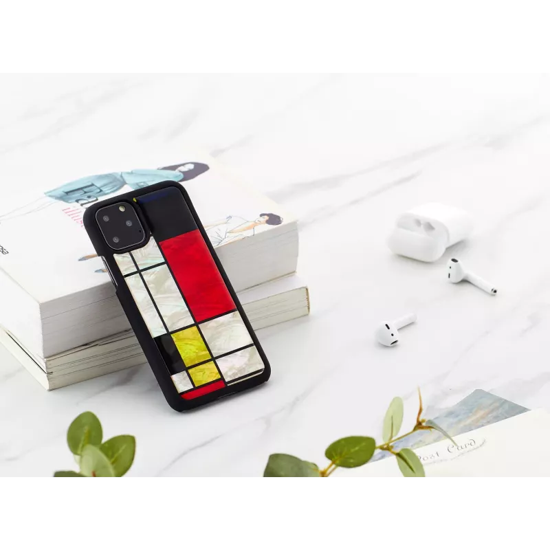 Etui na smartfona iKins dla iPhone 11 Pro Mondrian czarne — etui ochronne, twarda skorupa, precyzyjne wycięcia