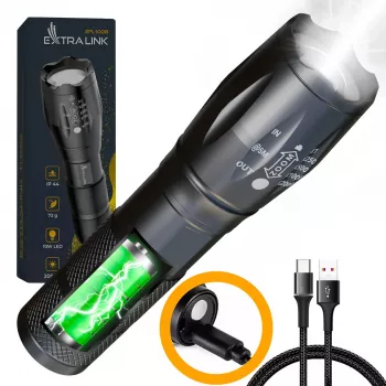 Latarka ręczna Extralink EX.30707 Czarna SMD LED 10W USB