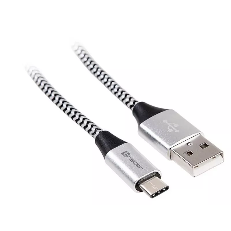 Kabel USB 2.0 Type-C męski - C męski 1,0m czarno-srebrny
